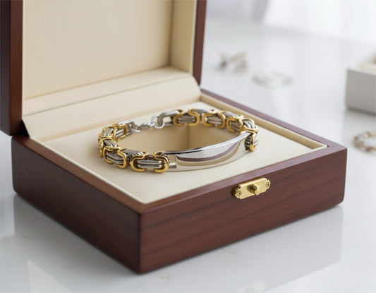 Luxe Links: Elevated Two-Tone Bracelet for him