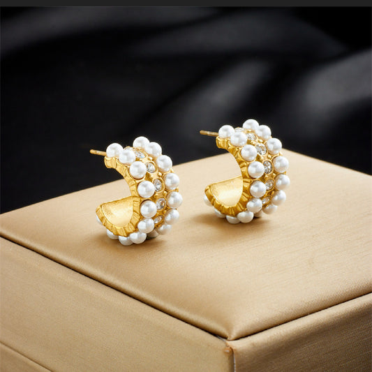 pearl gold earrings